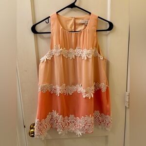 LOFT Peach and Coral Sleeveless Blouse